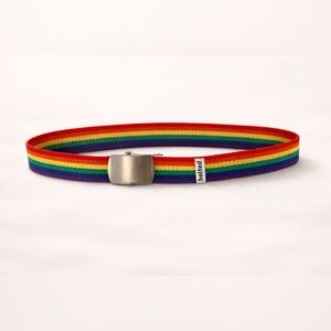 BELTED Toddler/Kids Rainbow Stripe Canvas Belt with Metal Buckle - Rainbow Color